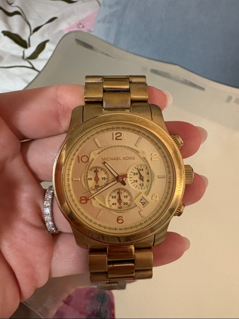Michael Kors Women’s Gold Stainless Steel Chronograph Bracelet Watch
